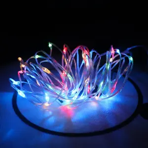 Extrastar 5M Fairy outdoor garden String Lights, RGB, powered by 3 AA batteries, IP65