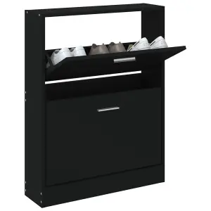 Shoe Cabinet Black 59x17x81 cm Engineered Wood