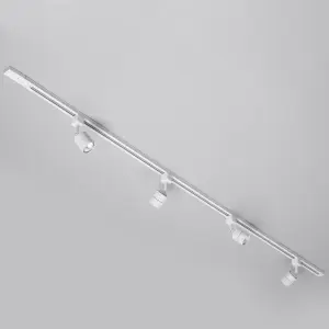 Litecraft Soho White 4 Head 2m Straight Kitchen Ceiling Light with LED Bulbs