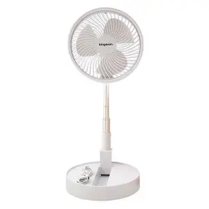 White Cordless Portable folding Telescopic Desk Fan USB Rechargeable Battery Cooling