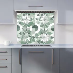 Geometric Pastel Green Premium Glass Kitchen Splashback W900mm x H650mm