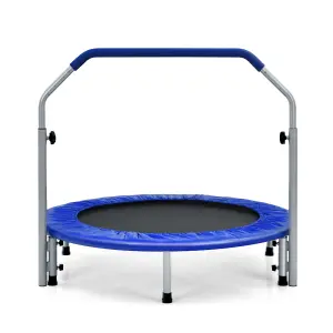 Costway Foldable Jumping Fitness Trampoline Exercise Rebounder W/ 4-Level Adjustable Handle