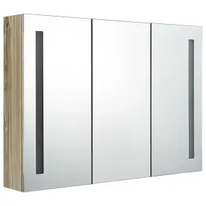 Berkfield LED Bathroom Mirror Cabinet 89x14x62 cm Oak