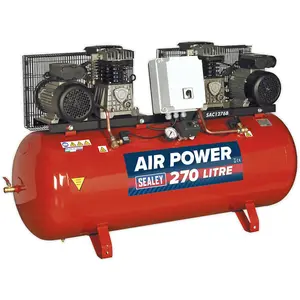 270 Litre Dual Motor Belt Drive Air Compressor with Cast Cylinders for Professional Use