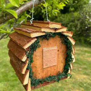 Hanging Wooden Barkwood Nut Bird Feeder