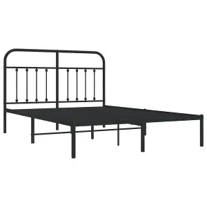 Berkfield Metal Bed Frame with Headboard Black 150x200 cm