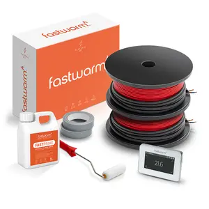 Fastwarm 200W Electric Underfloor Heating Cable Kit - 12.5m - Touch White Thermostat