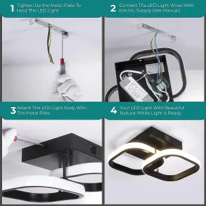 22W LED Square Ceiling Light Black