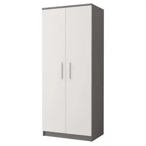 Sophisticated Grey Matt Hinged Wardrobe H1930mm W800mm D500mm - Stylish Storage for Contemporary Bedrooms