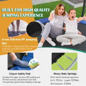 Costway 12 FT Outdoor Trampoline Jumping Exercise Fitness Trampoline w/ Basketball Hoop