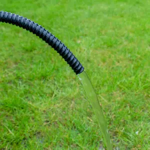 3m length of 25mm flexible corrugated garden pond pipe with matching hose clips