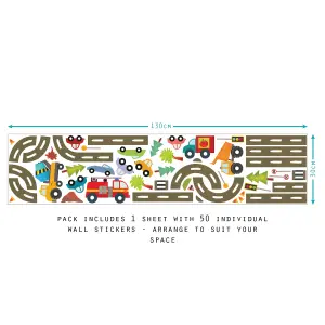 Road Network Wall Sticker Pack Children's Bedroom Nursery Playroom Décor Self-Adhesive Removable