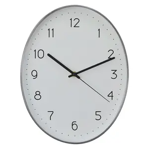 Interiors By Premier Oval Wall Clock With Silver Finish, Durable Construction Wall Clock For Kitchen, Elegant Clock For Outdoor