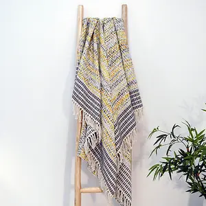 Zig Zag Heavyweight Herringbone Throw Blanket - Small, Mustard