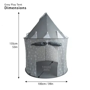 Grey Kids Tent, Starry Grey Pop Up Play Tent For Kids with Carry Bag