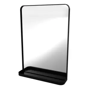 Sensio Elm Matt Black Rectangular Wall-mounted Bathroom & WC Mirror (H)70cm (W)50cm