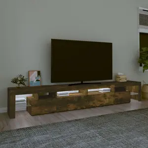 Berkfield TV Cabinet with LED Lights Smoked Oak 260x36.5x40 cm