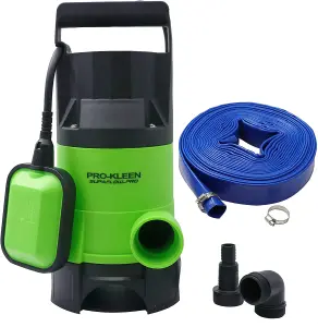 Pro-Kleen Submersible Water Pump Electric 750W with 5m Layflat Hose for Clean or Dirty Water