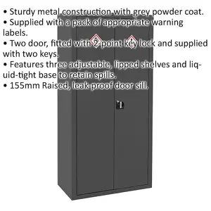 Secure CoSHH Substance Cabinet with Dual Lock - Spacious 900 x 460 x 1800mm Design