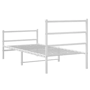 Berkfield Metal Bed Frame without Mattress with Footboard White 90x190cm