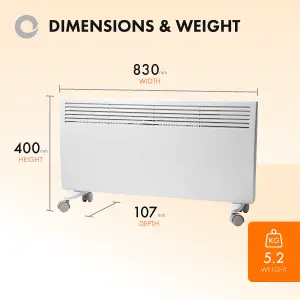 Eco Electric Panel Heater Thermostat 2000W Wall Mounted or Free Standing White