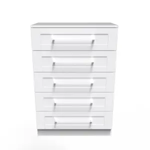 Ripon 5 Drawer Chest in White Ash (Ready Assembled)