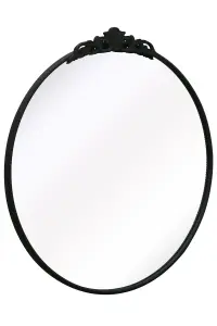 MirrorOutlet Crown - Black Metal Framed Round Circular Decorative Wall Mirror 39" X 39" (100x100CM)