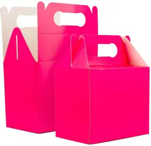 10Pcs Hot Pink Colour Cardboard Lunch Takeaway Birthday Wedding Carry Meal Food Cake Party Box Childrens Loot Bags