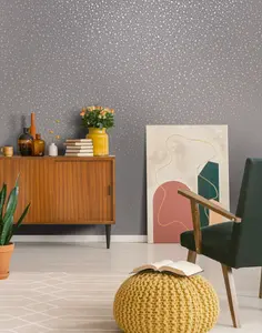 Holden Decor Terrazo Grey / Rose Gold Terrazzo Print Smooth Wallpaper