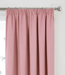 Home Curtains Woven Blockout 45w" x 54d" (114x137cm) Soft Pink Pencil Pleat Curtains (PAIR)