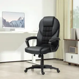 HOMCOM Executive Office Chair High Back Computer Chair with Armrests Black