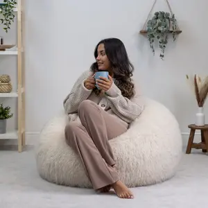 icon Mongolian Classic Faux Fur Bean Bag Chair Natural