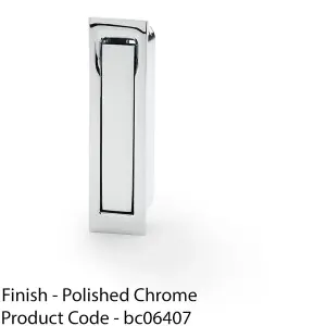 Flush Sliding Pocket Door Pull Handle - Polished Chrome 70mm x 19mm Finger Edge