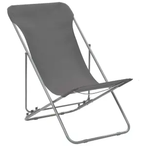 Berkfield Folding Beach Chairs 2 pcs Steel and Oxford Fabric Grey