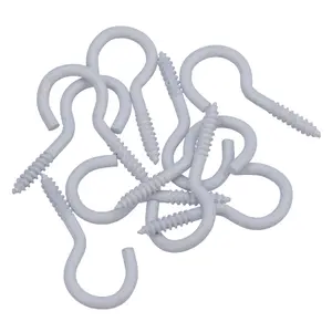 Screw Hook Fasteners Hangers White Plastic Finish 14mm Dia 40mm length 10pc