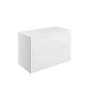 Grasmere Matt White Wall-mounted 2 Drawer Bathroom Cabinet (H) 588mm (W) 905mm