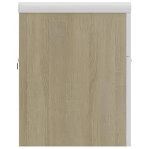 Berkfield Sink Cabinet with Built-in Basin White and Sonoma Oak Engineered Wood