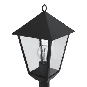 GoodHome Lantern Black Mains-powered 1 lamp Outdoor 4 faces Post light (H)1100mm