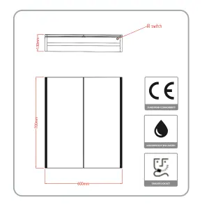 Keenware KBM-103 Rigel 700x600 LED Bathroom Mirror Cabinet