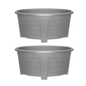 simpa 2PC Grey Grosvenor Oval Plastic Planters - 55cm