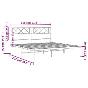 Berkfield Metal Bed Frame with Headboard Black 5FT King Size