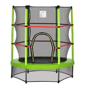 HOMCOM Kids Trampoline w/ Enclosure Net Age 3 to 6 Years Old Green