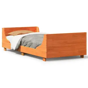 Berkfield Bed Frame without Mattress Wax Brown 90x190 cm Single Solid Wood Pine