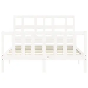 Berkfield Bed Frame with Headboard White 140x200 cm Solid Wood