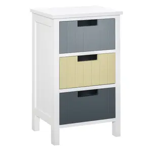 HOMCOM 3 Drawer Colourful Storage Cabinet Tower Dresser Chest Organiser Home