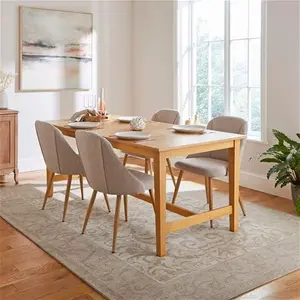 Dunelm Frederick 4-6 Seater Rectangular Extendable Dining Table, Modern, Light Wood, Natural, Engineered Wood/Rubberwood/Wood