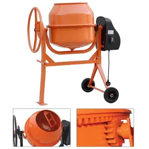 120L High Capacity Electric Cement Mixer on Wheels Orange