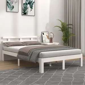 Berkfield Bed Frame White Solid Wood 180x200 cm Super King Size