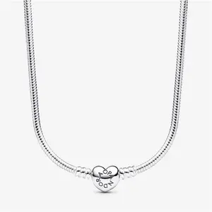 Pandora Moments Heart Clasp Snake Chain Necklace - Sterling Silver - Sz. 45 cm