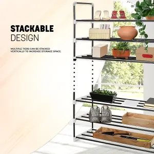 MantrRaj 7 Tier Metal Shoe Rack Quick Assembly Space Saving Heavy Duty Shoe Storage And Shoe Organiser Black